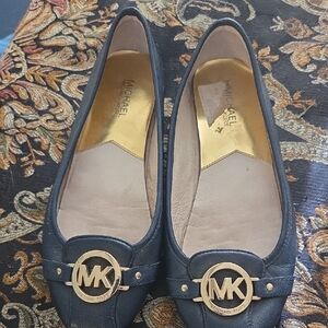 Michael Kors Navy and Gold Loafers